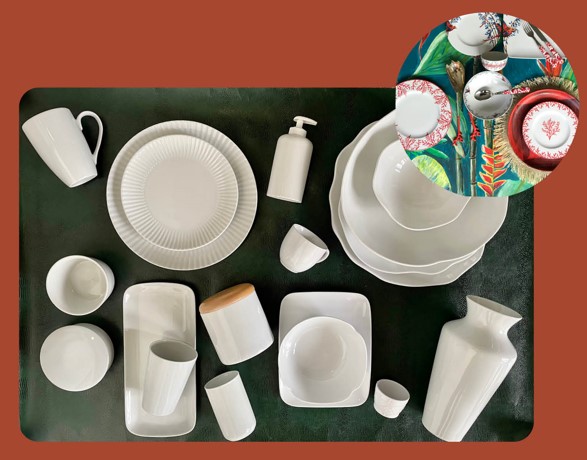 Elegant porcelain hotel tableware