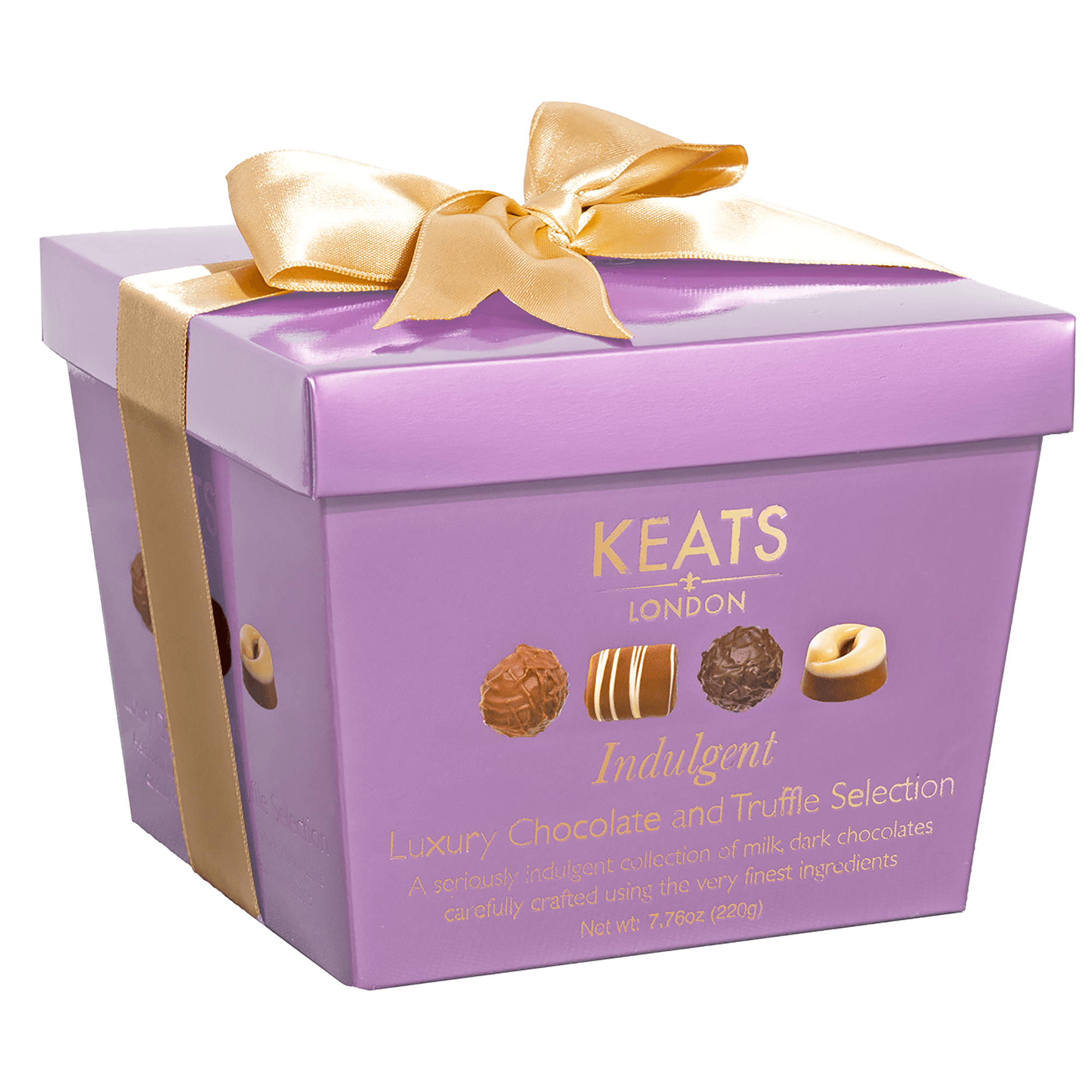 Keats Luxury Chocolate Selection | Pink Gift Box with Gold Ribbon Gift Box 220g