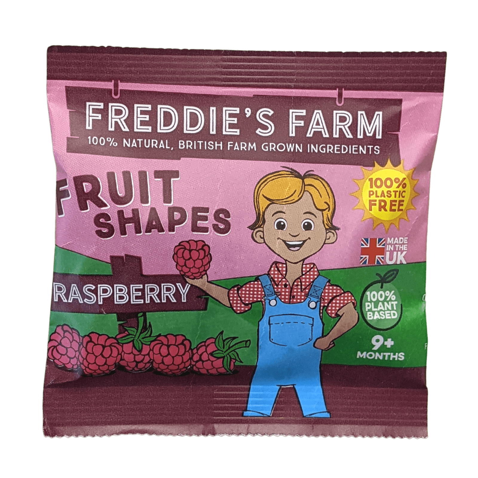 Freddie's Farm Fruit Shapes - Raspberry - CDU (16 x 20g packets plastic free packets) - NEW