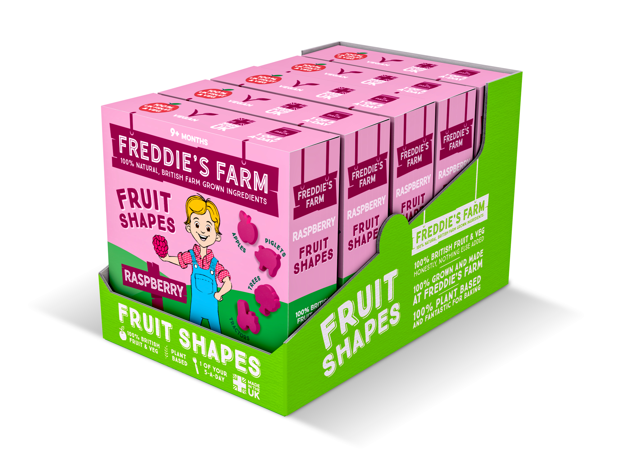 Freddie's Farm Fruit Shapes - Raspberry - Multipack SRP (5 x 5 x 20g plastic free packets) - NEW