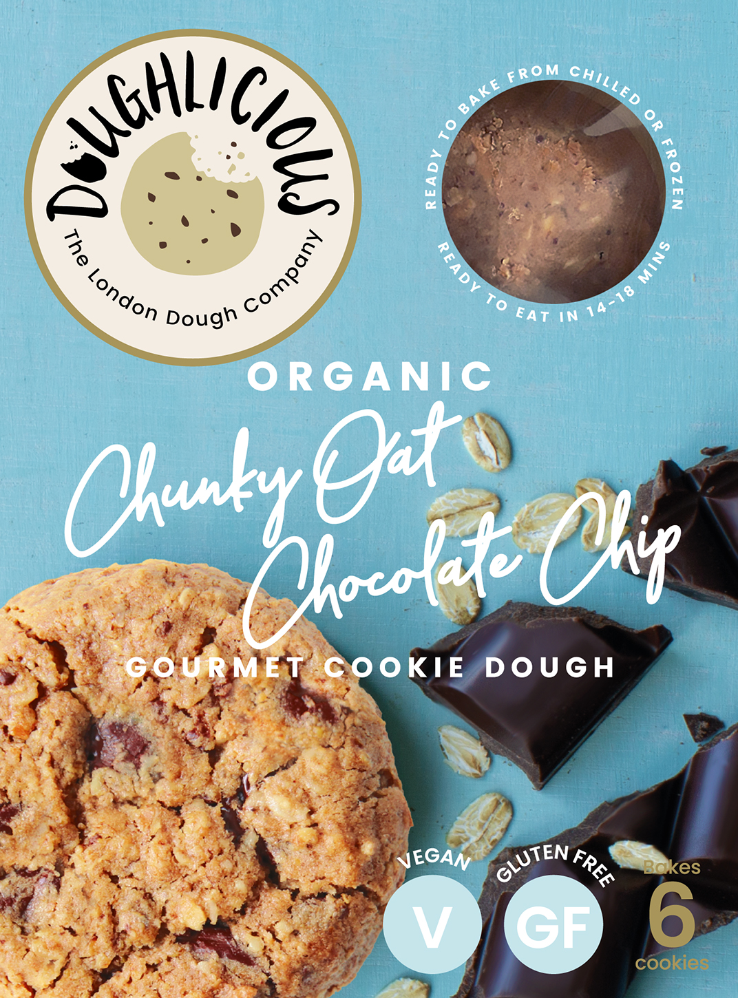 Organic Chunky Oat Chocolate Chip Ready To Bake Cookie Dough