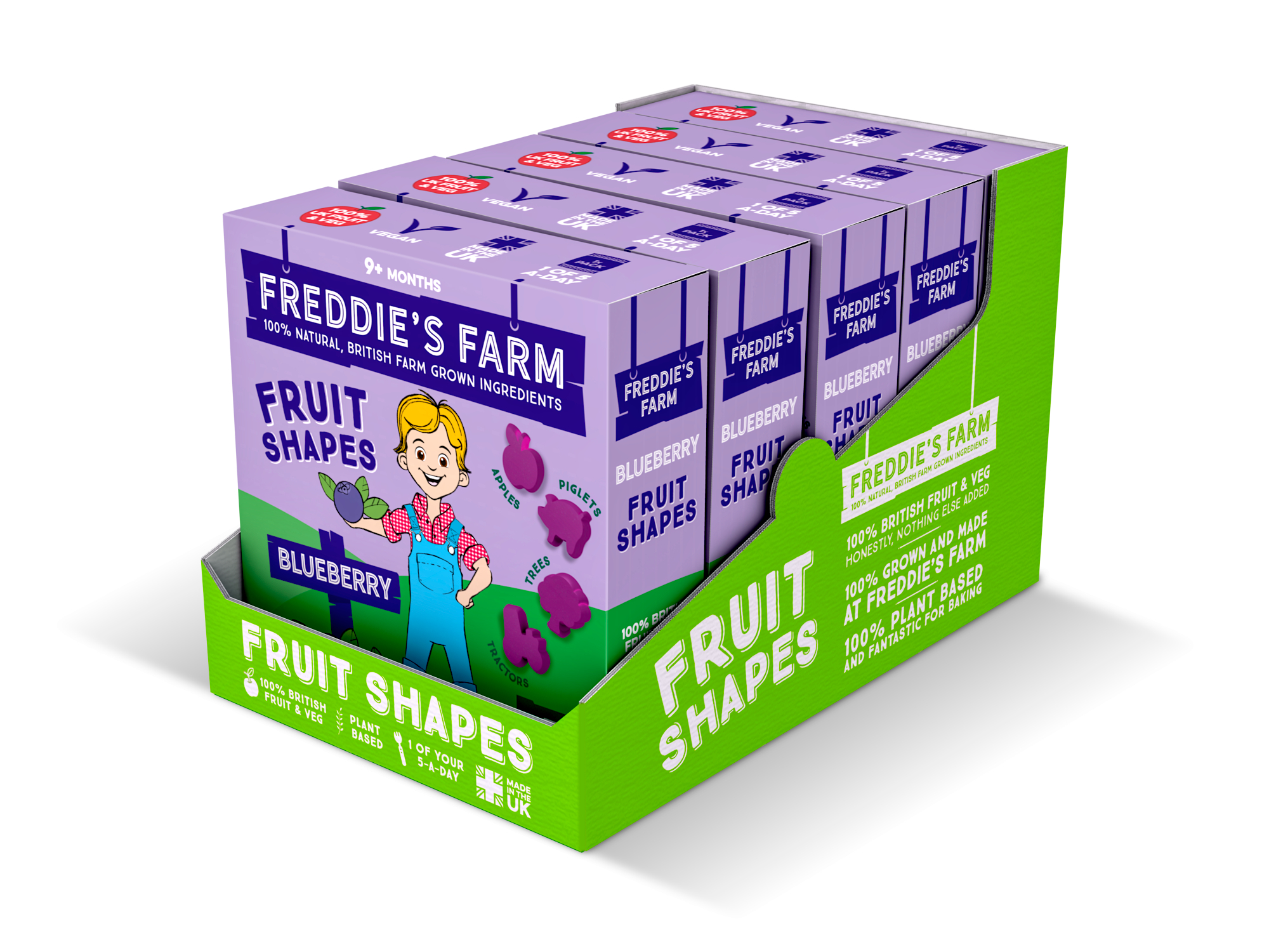 Freddie's Farm Fruit Shapes - Blueberry - Multipack SRP (5 x 5 x 20g plastic free packets) - NEW