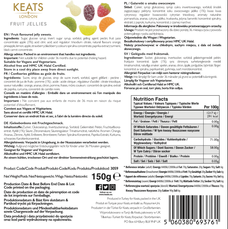 Keats Gourmet Vegan Gummies Gift Box 150g | Fruit Jellies