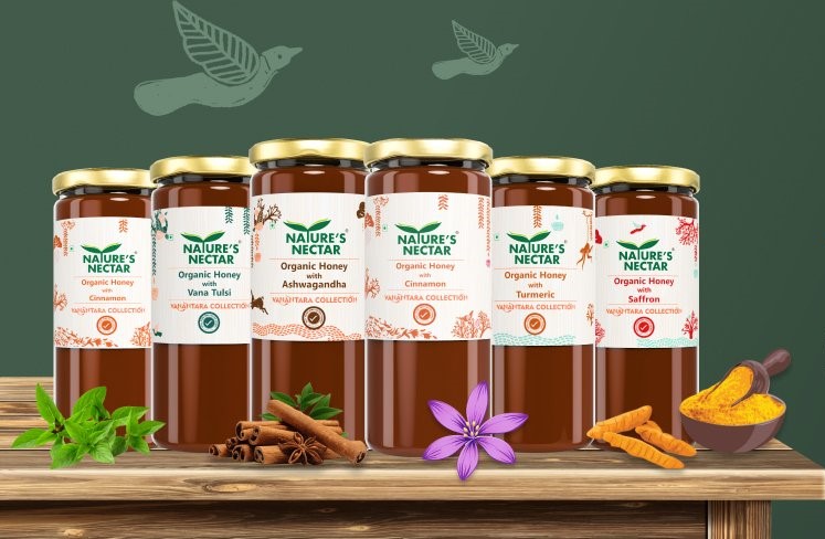 Vanantara Collection: Organic Honey with Herbs and Spices - Ashwagandha, Vana Tulsi, Ginger, Cinnamon, Turmeric, Saffron