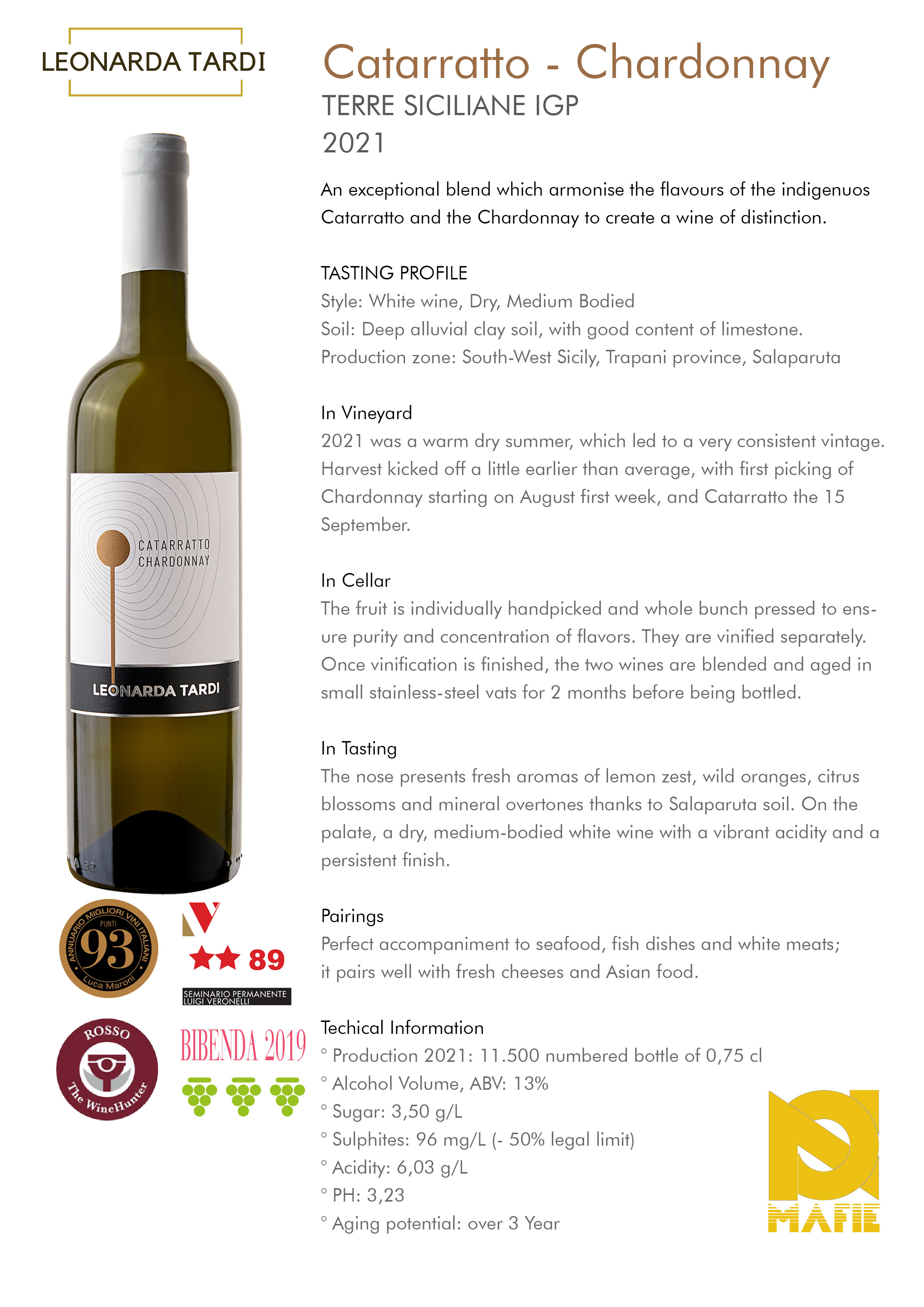 White Wine Catarrato Chardonnay 2021 IGP Terre Siciliane