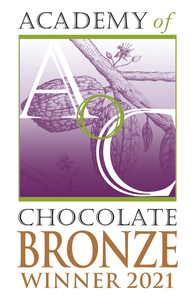 PURE 68% dark chocolate with slow roasted cocoa nibs