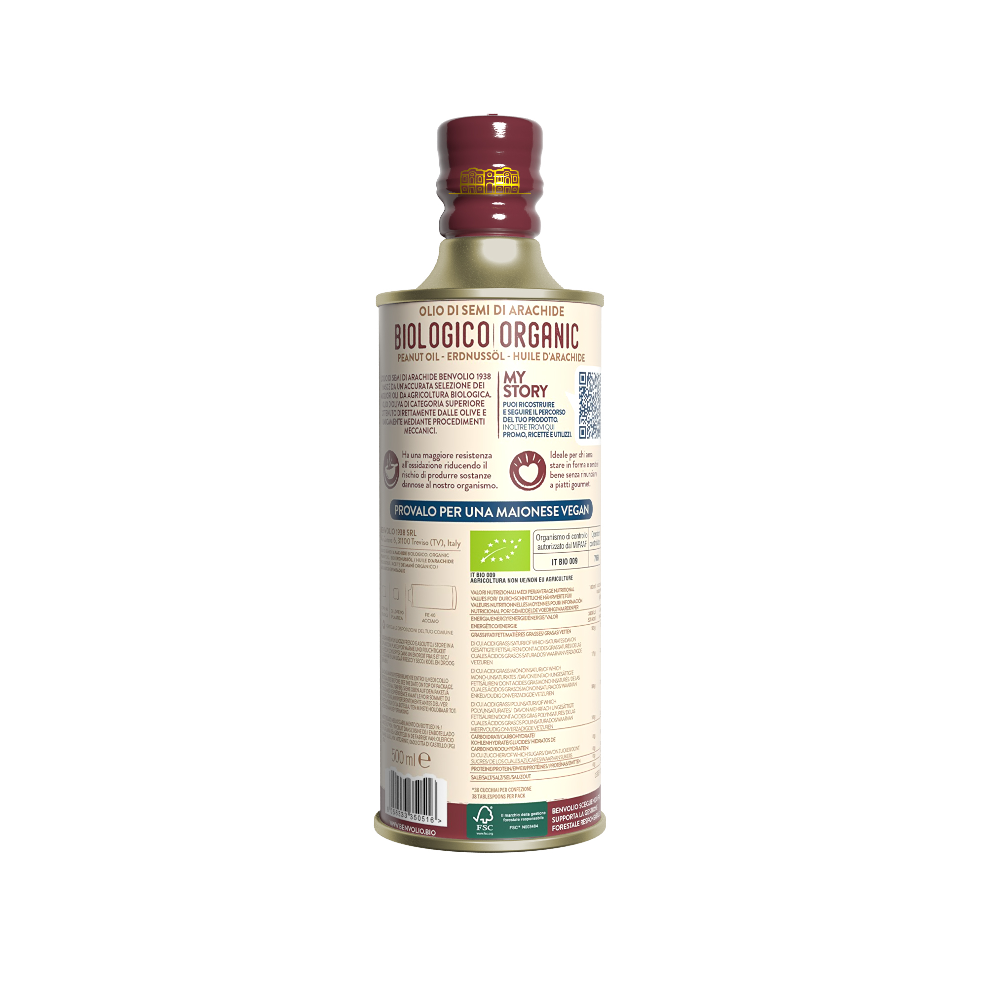 Benvolio 1938 Organic Peanut Oil 500 ml
